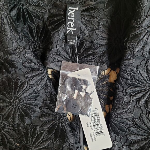 NWT Berek Black Lace Daisy Blazer Womens L Whimsigoth Party Cocktail Jacket - Picture 8 of 11